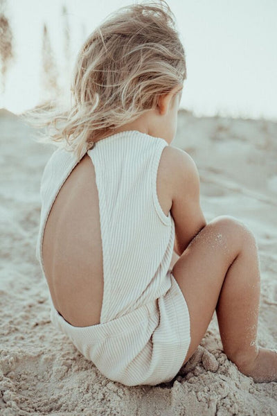 Ribbed Playsuit | Sand